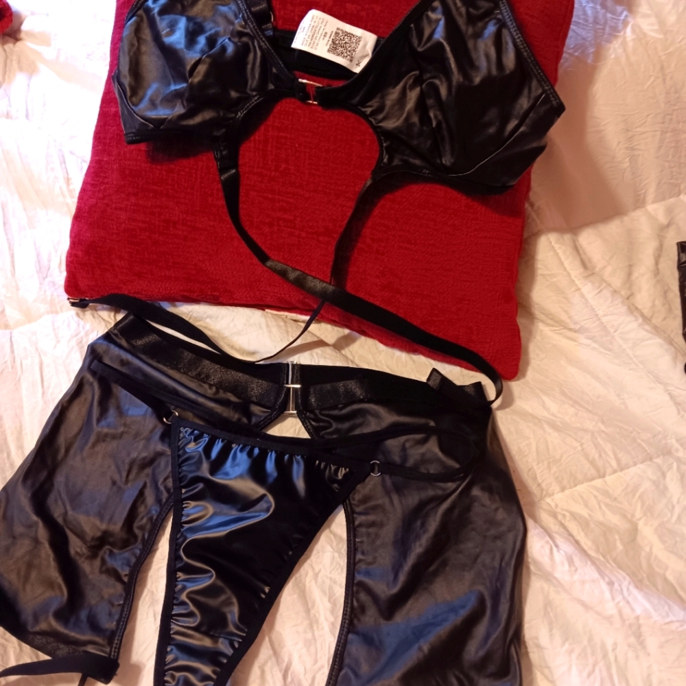 3 piece PU lingerie set